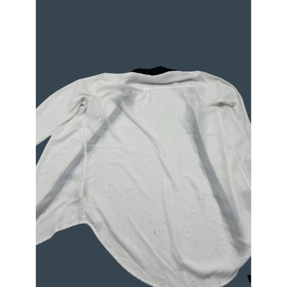 Free People Womens Oversized Blouse White & Black Button Down Size XS - Picture 5 of 5